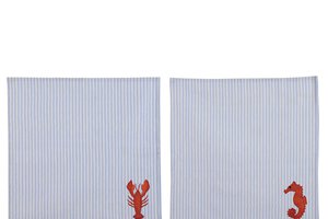 Napkin Set of 2 Stripe With Lobster & Seahorse