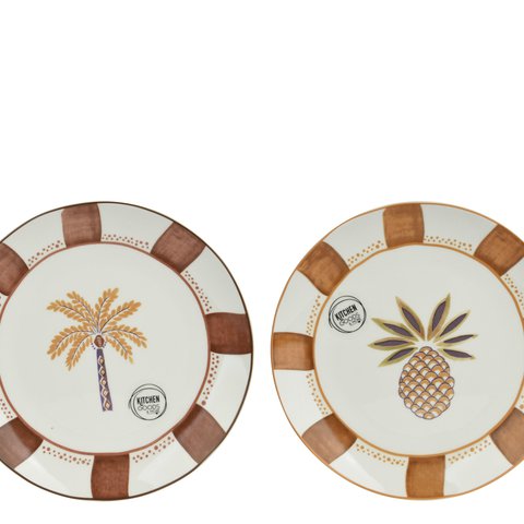 Plate With Palm Tree & Pineapple