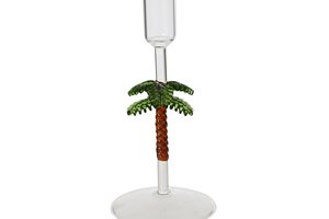 Candle Holder Glass With Palm Tree