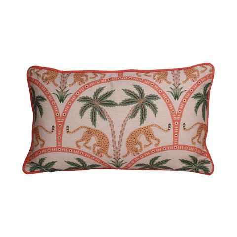Cushion With Leopard & Palm Tree