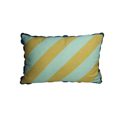 Cushion With Stripes And Ruffles