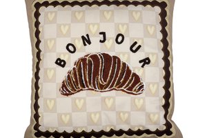 Cushion Velvet "Bonjour & Croissant"