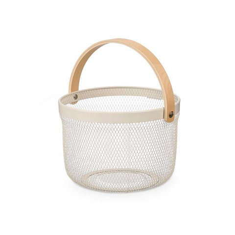 Basket Rounded With Wooden Handle