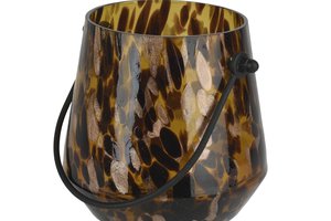 Tealight Holder Glass With Leopard Print
