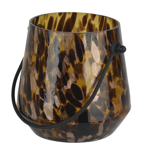 Tealight Holder Glass With Leopard Print