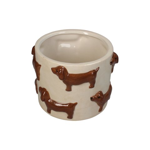 Planter With Dachshund Dog