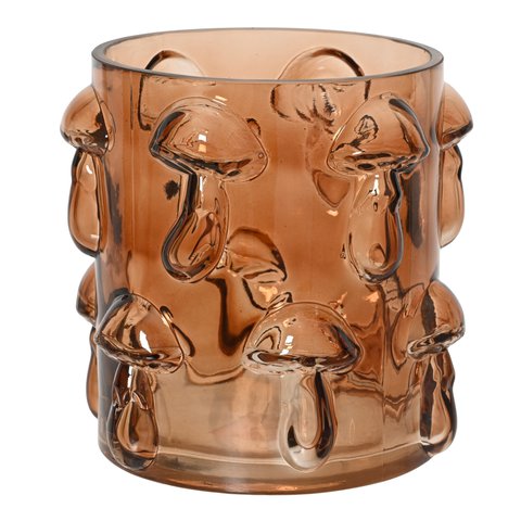 Candle Holder Glass With Mushrooms