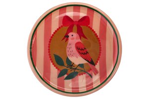 Plate Deco With Bird Mangowood
