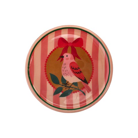 Plate Deco With Bird Mangowood