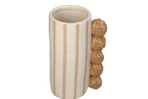 Vase With Walnuts & Stripes Brown