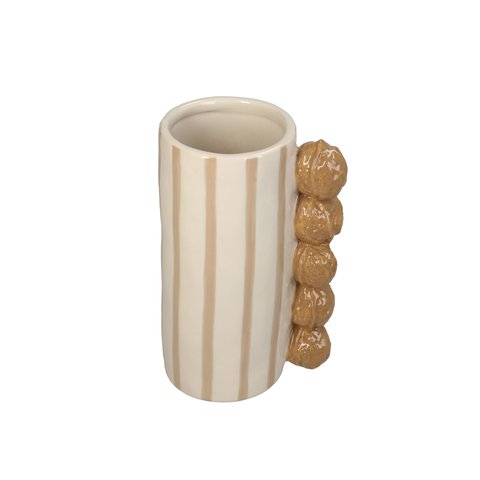 Vase With Walnuts & Stripes Brown