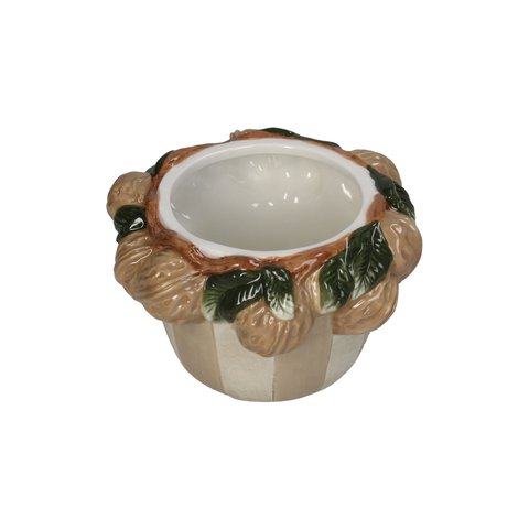 Planter With Walnuts & Stripes