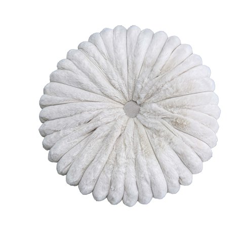 Cushion Round With Stripes Ivory Fur