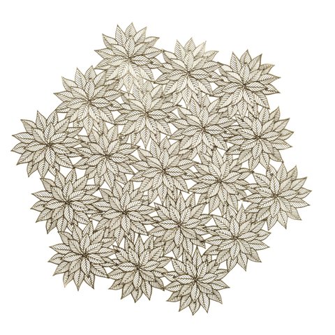 Placemat With Flower Gold Hexagon