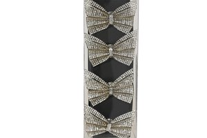 Set 4 Pcs Napkin Ring Bow With Strass Silver