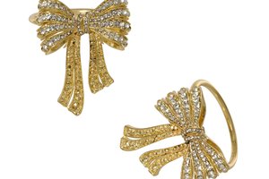 Set 2 Pcs Napkin Ring Bow With Strass