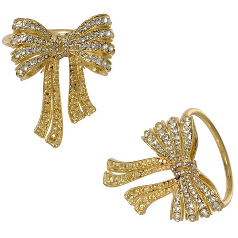 Set 2 Pcs Napkin Ring Bow With Strass
