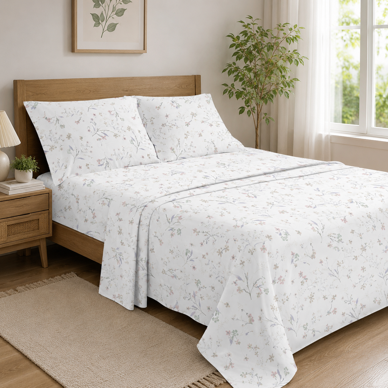 Bed Set Foxley Floral Pure Cotton 300 Thread Count