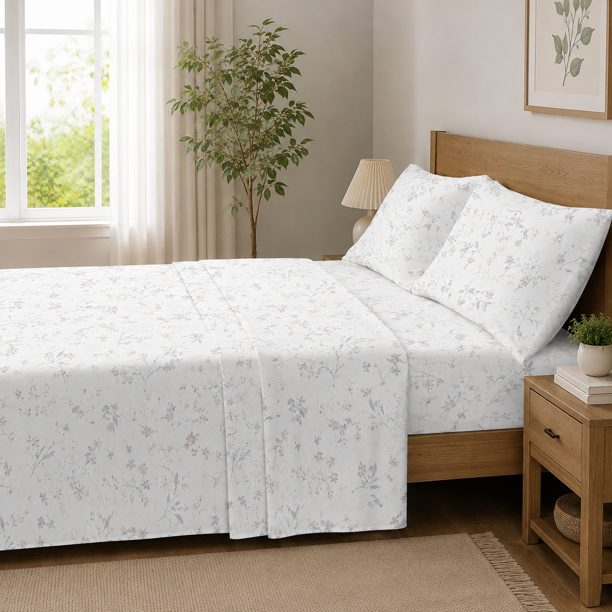 Bed Set Foxley Floral Pure Cotton 300 Thread Count