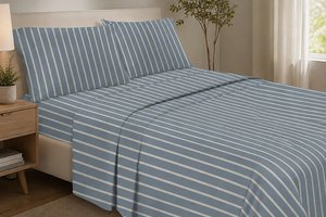 Bed Set French Stripes Pure Cotton 300 Thread Count