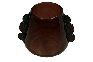 Vase Glass Scalloped On Side Brown