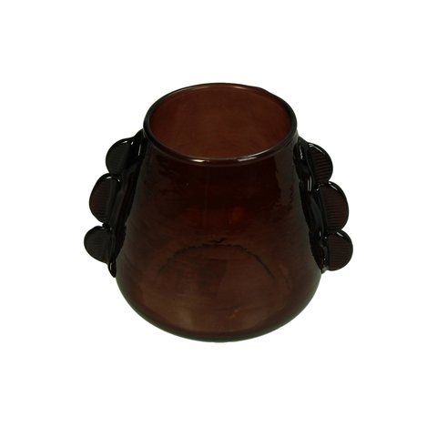 Vase Glass Scalloped On Side Brown