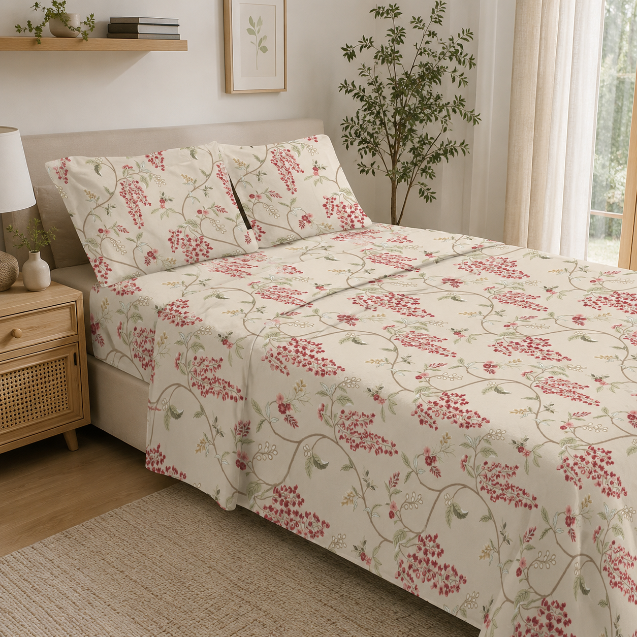 Bed Set Vintage Floral Pure Cotton 300 Thread Count