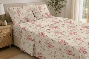 Bed Set Vintage Floral Pure Cotton 300 Thread Count
