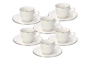 Set 6Pack Coffe Cup & Saucer Madison Fascetta Oro